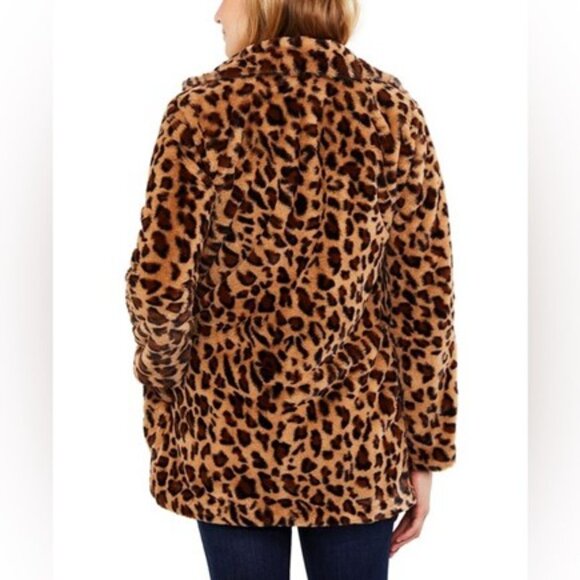Jessica Simpson Oversized Leopard Faux-Fur Coat - Picture 4 of 5